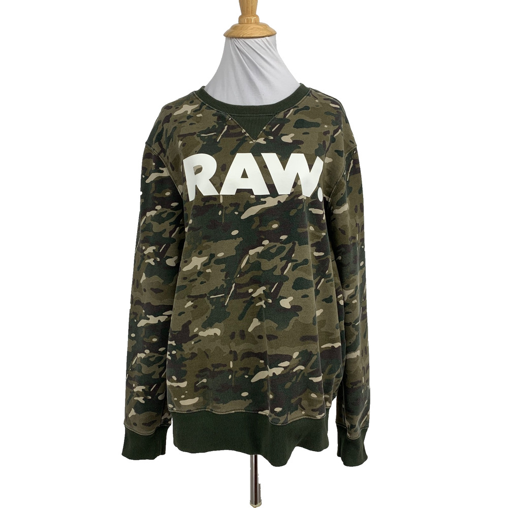 G Star Raw Sweater Womens L Large‎ Camouflage Graphic 4 Core Raw Logo Pullover